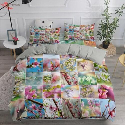 Natural Scenery 2 People Duvet Cover Nordic Flower Bedding Set Comforters Queen King Twin Bed Cover 135/150 Bedclothes No Sheet