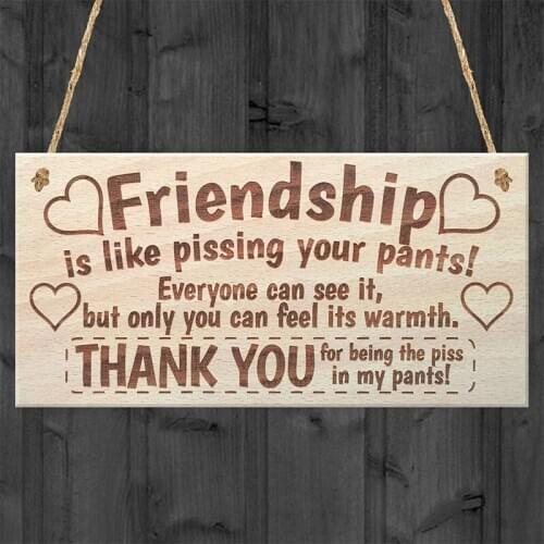 Friendship Sign Best Friend Plaque Gift Shabby Chic Heart & Thank You Hanging Gift Plaque Pendant Tags Decor