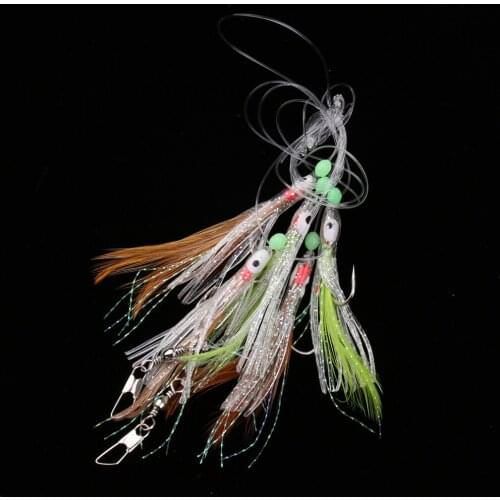 Fish Skin Bait Rigs 5 Hooks Sea Fishing Bait Rigs with Barrel Swivel