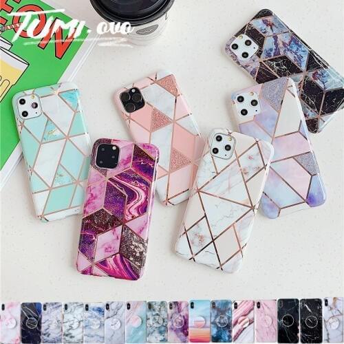 Luxury Plating Marble Phone Cases for iPhone 11 Pro Max XR XS Soft Silicone Cover on for iPhone 6 6S 7 8 Plus Back Case Coque
