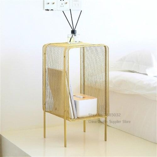 North Fashion Golden Sofa Tables Iron Art Storage Shelf Modern Office Magazine Shelf Bedside Table Small Bookcase