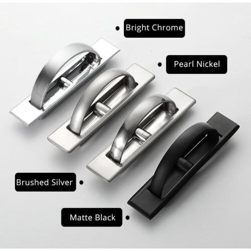 Tatami Hidden Door Handles Zinc Alloy Recessed Flush Pull Cover Floor Cabinet Handle Bright Chrome Dark Furniture Hardware