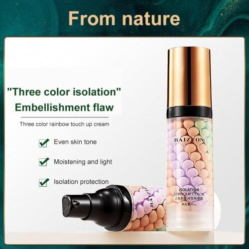 Three-color Isolation Cream Shrink Pore Brighten Skin Tone Refreshing Moisturizing Skin Rejuvenation Concealer Face Makeup TSLM2