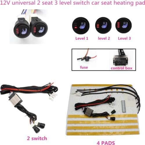 2 Seat Installation 3 Level 12V Alloy wire Universal Car Heated heating Heater Seat Pads Winter Warmer Seat Covers