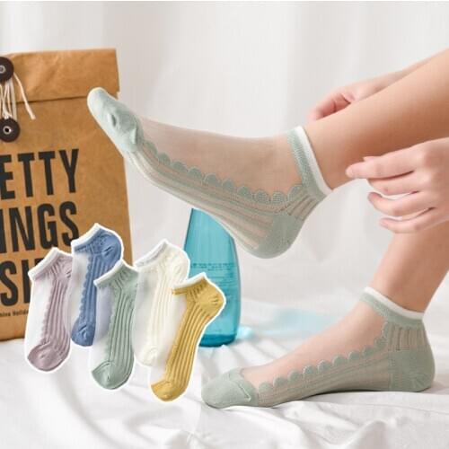 2021 Spring Autumn Summer Women’s Socks Cotton Ankle Short New Casual Novelty Candy Colors Anti-Bacterial Boat Stockings