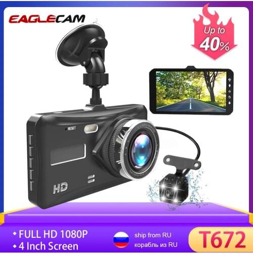 Dash Cam Dual Lens Full HD 1080P 4" IPS Car DVR Vehicle Camera Front+Rear Night Vision Video Recorder G-sensor Parking Mode WDR