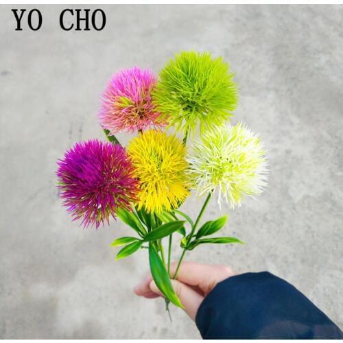 YO CHO 1 Heads Artificial Flowers Dandelion Branch Plastic Flores Ball Home Wedding Table Party DIY Decoration Imitation Floral