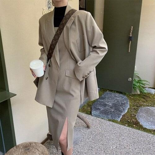 Womens Wear Temperament Casual Fashion Blazer Suit Korean Spring Summer Tank Dress Slim 2-piece Set Office Lady Daily Blouse