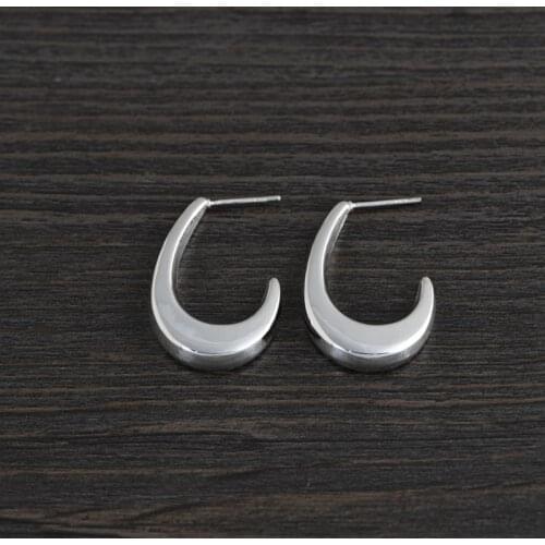 FNJ 925 Silver Earrings Original Pure S925 Sterling Silver Stud Earring Women Jewelry Simple