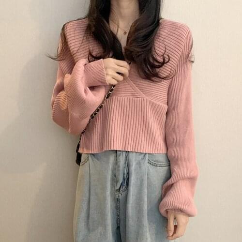 Womens Knitted Pullover Square Collar Long Sleeves Loose Fake Two-piece Girls Sweater Wholesale New Fashion Female Clothing