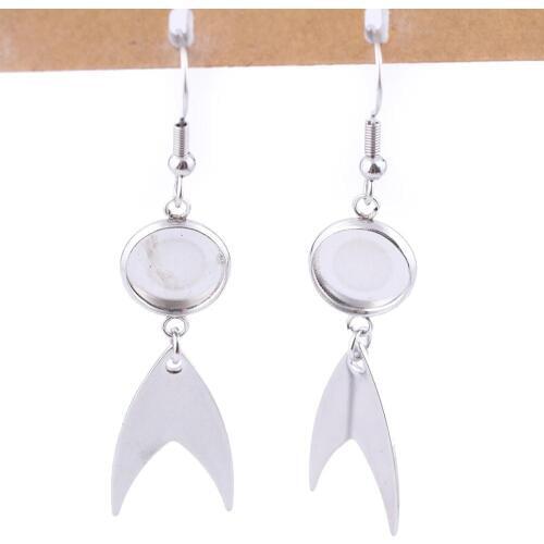 10pcs Stainless Steel Fish Head Charm Cabochon Earring Setting Trays Diy Bezel Blanks For Earrings Making Supplies