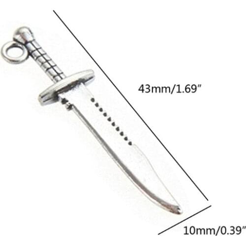 10 Pcs Charms Sword Dagger Pendants for Necklace Bracelet Jewelry Making DIY Craft Findings C1FE