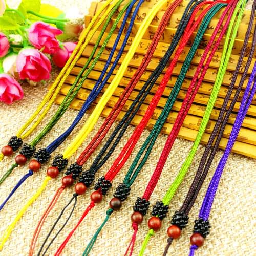 3pc Hand Knited Necklace silk thread knot cord For Pendant-wood bead and glass baad