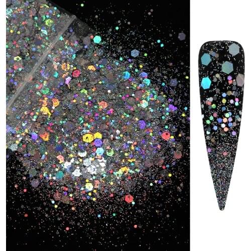 25g/bag Holographic Chunky Nail Glitter Sequins Laser Mix Hexagon Shape Sparkly Flakes Slices Manicure Nails Art Decoration