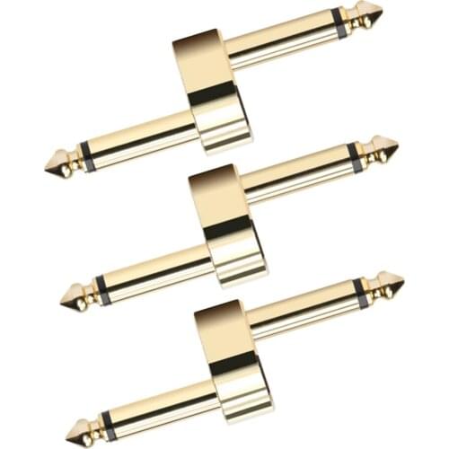 3 Pack 6.35mm Guitar Effect Pedal Coupler 1/4" Plug Patch Adapter Golden