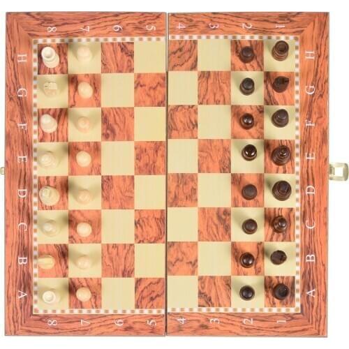 29cm*28cm 3 in 1 Wooden Folding Chess Set Game Backgammon Checkers Wooden for Storage Adult Kids Beginner Large Chess