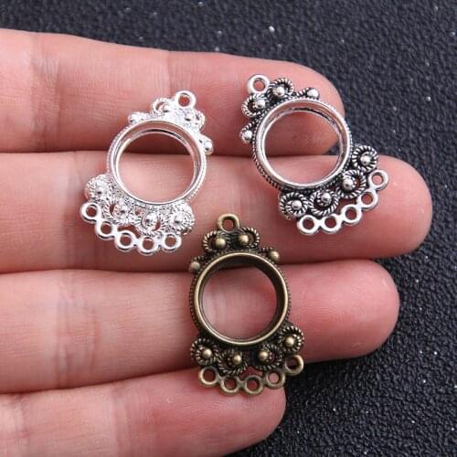 6pcs 18X26mm New Product Three Color Zinc Alloy Round Hollow Porous Connectors Jewelry Making DIY Handmade Craft