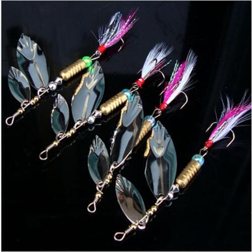 8Pcs* Carp Fishing /Fly Fishing Spinner Spoon Hard Lures Baits with Treble Hook Fishing Jig Rig Hooks Lures