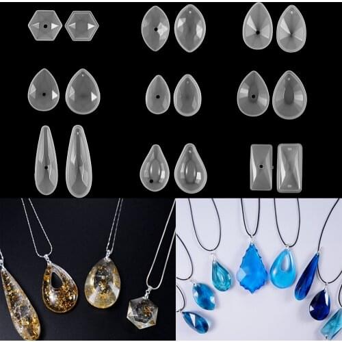 9 Style Pendants Silicone Molds Geometric Shapes With Hole Epoxy Resin Mold For DIY Crafts Jewelry Making Neckalce Accessories