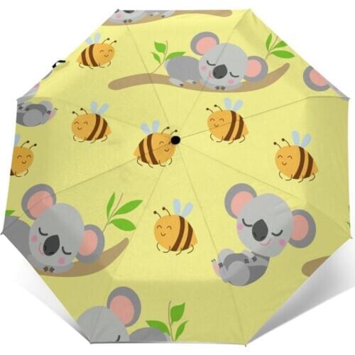 Automatic Umbrella Koala Babies Sleeping On Branches And Bees three-fold umbrella women men rain umbrella