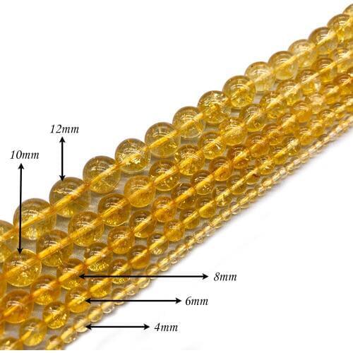 Natural Stone Yellow Crystal Quartz Round Loose Charm BeadsFitMulti-purpose Jewelry Making 4 6 8 10 12MMPick Size J283