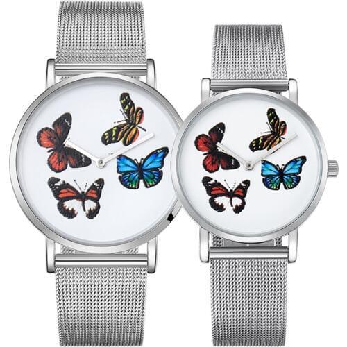 CAGARNY luxury Fashion Women Watches Butterfly Design Steel Bracelet Wristwatch Ladies Mesh Watchband Silver Quartz clock Watch