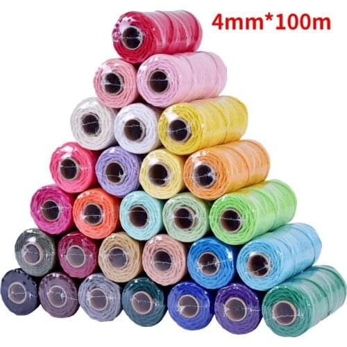 4mm X 100m Colorful Cord Rope Thread Twisted Home Decor DIY Craf Macrame Cord Red Rope Extile Wrapping Decorative Cotton Ropes