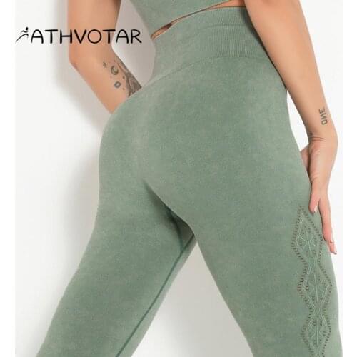 ATHVOTAR Printed Women Pants Sexy Peach Hip High Waist Hip Lift Seamless Running Sport Yoga Leggings Tights Fitness Gym Clothing