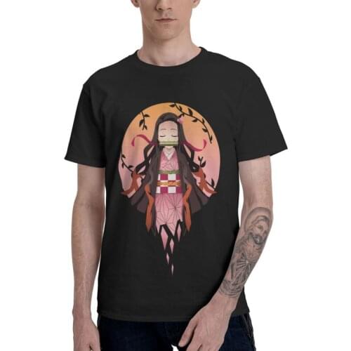 Kimetsu Neko Yaiba Nezuko Harajuku T Shirt Men Short Sleeve 100% Cotton T-shirt Demon Slayer Anime Manga Tee Tops Novelty Tshirt