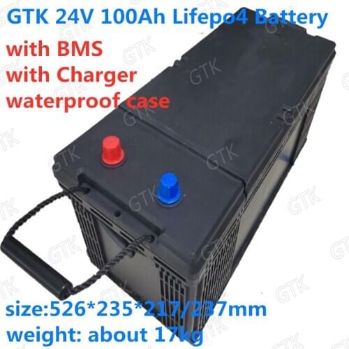 GTK high capacity 8S1P 24v 100ah Lifepo4 Battery solar energy system Battery with BMS for RV solar energy storage + 10A charger