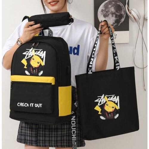 2pcs Pokemon Pikachu School Bag Kawaii Fashion Backpack Student Large Capacity Teenager Backpacks Travel Bags Gifts