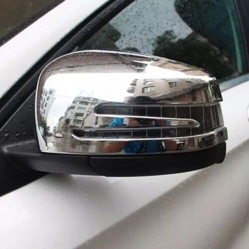 2Pcs Look Side Wing Rearview Mirror Cover Trim L R Sliver For Mercedes Benz CLA/GLA200 2013-2017 Auto Rear View Mirror Covers