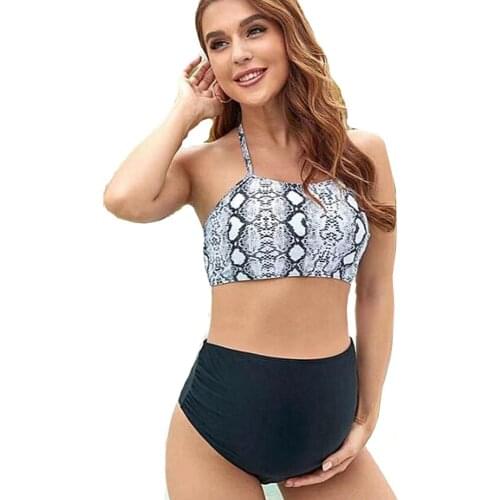 Print Frenulum Pregnancy Bikini Beach Bathing Suit Tankinis Set For Pregnant Women Maternity Swimwear Fashion 2021 Free shipping