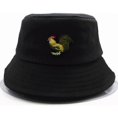 LDSLYJR Chicken animals embroidery cotton Bucket Hat Fisherman Hat outdoor travel hat Sun Cap Hats for men and Women 315