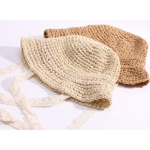 Girls Summer Cap Lace Wavy Straw Hat For Girls Children Panama Hat Kids Sun Cap Baby Beach Hats