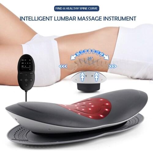 Electric Lumbar Traction Machine Massager Waist Pulse Traction Physiotherapy Heat Multi-functional Red Blue Purple Light Heating