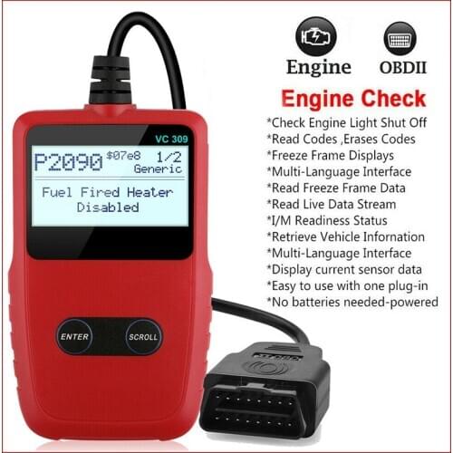Mayitr 1pc High Quality VC309 O-BD2 Code Reader Universal Automobile Fault Test Scanner Auto Diagnostic Tool