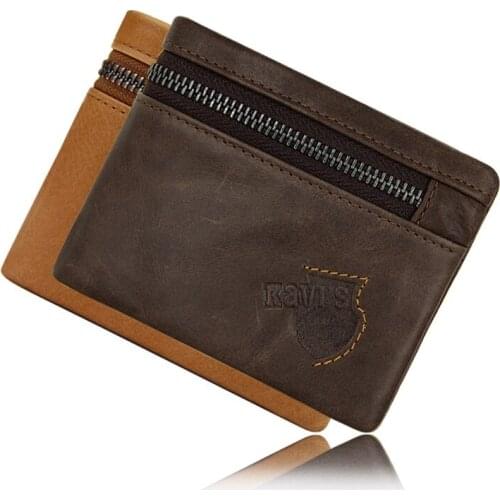 2021 Mans Wallet Genuine Leather Thin Men Wallets Zipper Coin Purse Short Design Multifunction Money Bag With Card Holder