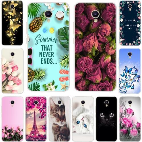 Cute Cat Floral Soft TPU Case For Meizu M5 Note Cover 5.5 inch Silicone Phone Cases For Meizu M5 Note M5Note M621H Back Cover