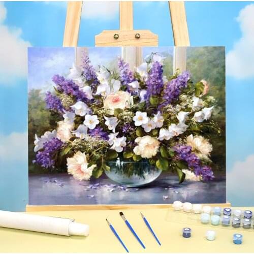 Flowers DIY Painting By Numbers Package Oil Paints 50*70 Paiting By Numbers Loft Picture For Adults Art
