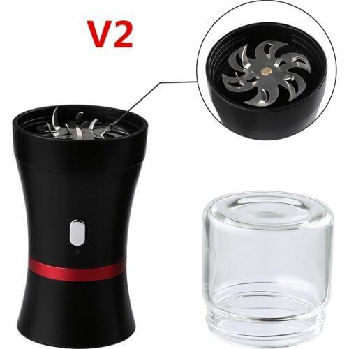 Newest Portable Electric Tobacco Grinder V2 for Smoking Herb Weed Tool 1100mAh Battery Button & Child Lock Protection Electronic