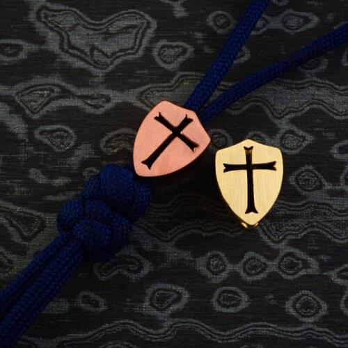 New Knife DIY Knife Brass/copper Lanyard Pendant -Cross Shield Bead (CNC Crafts ) 0.216" inner diameter - 1 piece pricee