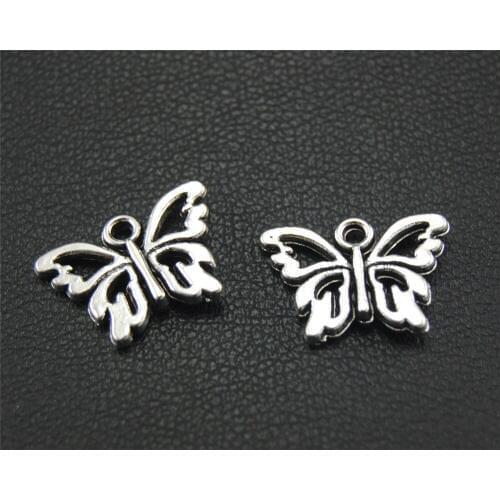 15pcs Silver Color Butterfly Charm Handmade Charms Pendants Jewelry Findings 8X13mm A1735