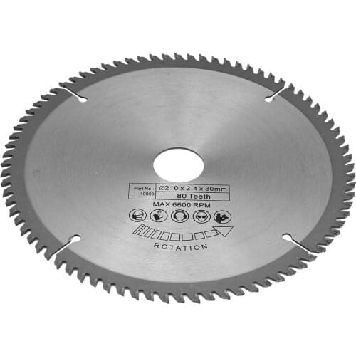 210mm 80 Teeth Bore Diameter 30mm Circular Saw Blade with 3 O-rings