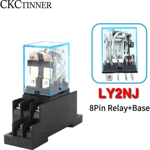 Intermediate Relay HH62P LY2NJ 10A Micro Small Electromagnetic Relay AC/DC12V24V AC110V 220V 380V With 8 pins Socket base PTF08A
