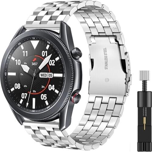 For 2020 samsung galaxy watch 3 amazfit gts gtr 2 huawei watch gt 2 pro 46mm band for active 2 gear s3 stainless steel strap
