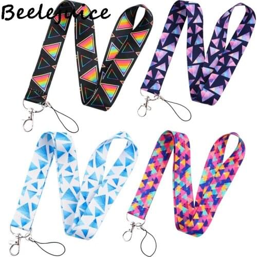 Shiny Triangle Diamond Neck Strap Lanyards ID badge card holder keychain Mobile Phone Strap Gift Ribbon webbing necklace Gifts