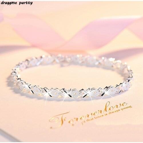 Luxury Crystal Bracelets For Women Silver Plated Rhinestone Charm Bracelets & Bangles Bridal Wedding Jewelry Birthday Gift
