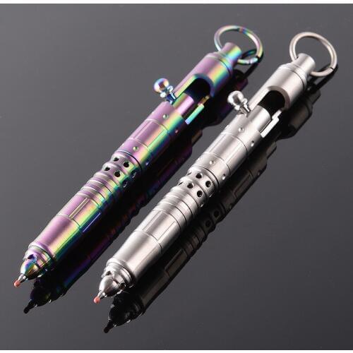Handmade Gun Bolt Gel Pen TC4 Titanium Alloy Signature Pen with Ring Polishing Process Tactical Pen Self Defense EDC Outdoor