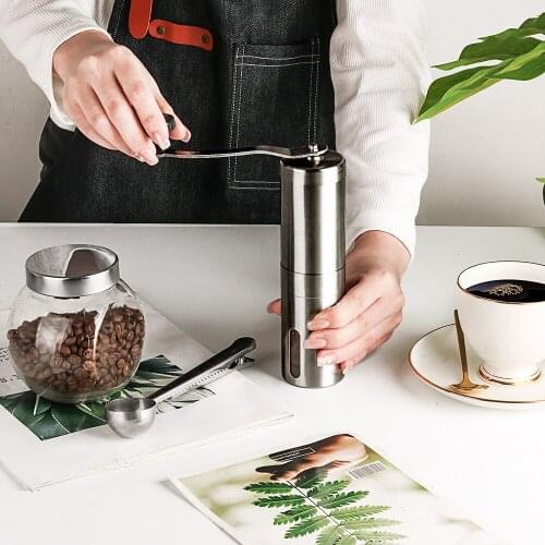 Silver Coffee Grinder Mini Stainless Steel Hand Manual Handmade Coffee Bean Burr Grinders Mill Kitchen Tool Grinders